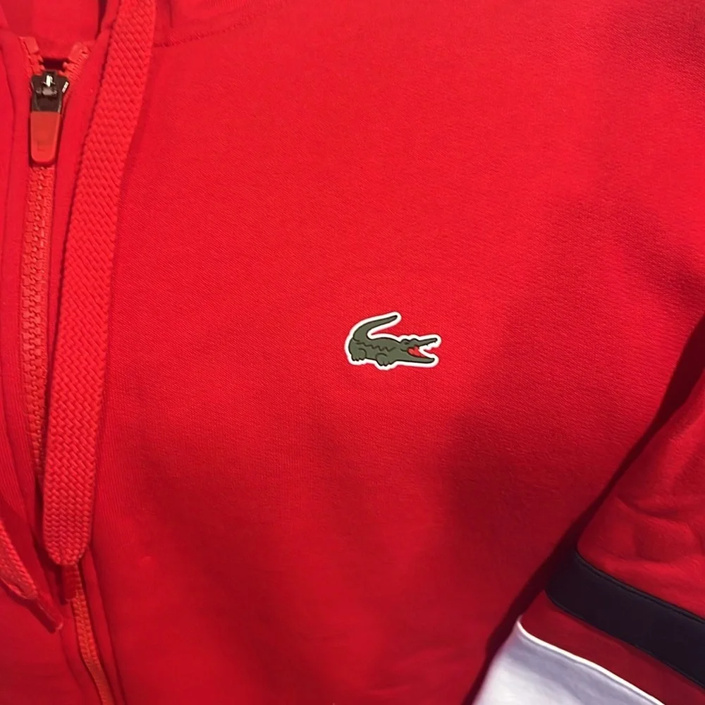 Lacoste Red Zip-Up Hoodie - Picture 2 of 7